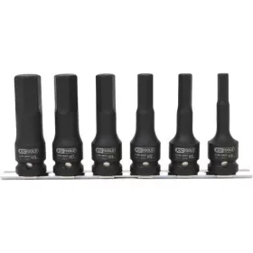   KS Tools Rátűzőkulcs készlet 1/2" hatszög, gépi, hosszú 8-19 mm  6 részes, L= 75 mm, tartósínen