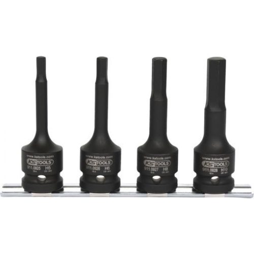 KS Tools Rátűzőkulcs készlet 1/2" hatszög, gépi, hosszú 5-10 mm  4 részes, L= 75 mm, tartósínen
