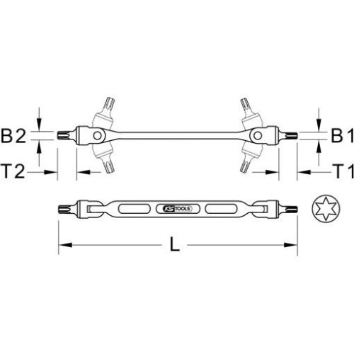 KS Tools Csuklós kulcs, TORX TX25 x TX27