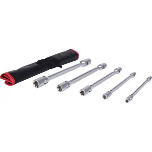 KS Tools Csuklós dugókulcs készlet, TORX-E E 6-E24  5 részes Méretek:E6xE8-E10xE12-E14xE16-E18xE20-E22xE24