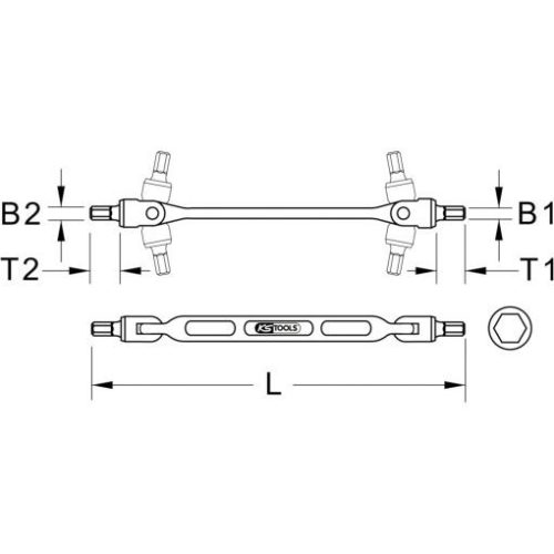 KS Tools Csuklós kulcs, hatszög 12x14mm