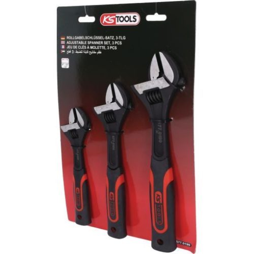 KS Tools Állítható csavarkulcs készlet, kétkomponensű nyél 3 részes, 200,250,300mm
