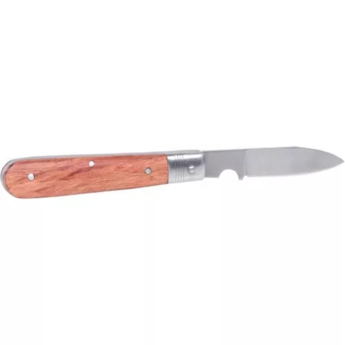 KS Tools Kábelvágó kés összecsukható, egyenes 195 mm, fa nyelű, INOX