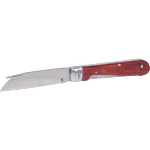 KS Tools Kábelvágó kés összecsukható, egyenes, extra hegyes 198 mm, fa nyelű, INOX