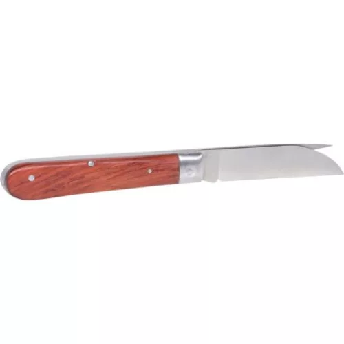 KS Tools Kábelvágó kés összecsukható, egyenes, extra hegyes 198 mm, fa nyelű, INOX