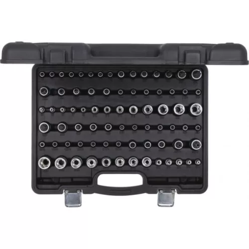 KS Tools Dugókulcs készlet + rátuzo 1/4"+3/8"+1/2"TORX-E E 4-E24/TX 6-TX70 77 részes