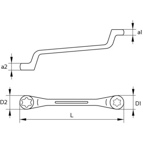 KS Tools Csillagkulcs hajlított, TORX-E E 7x E11