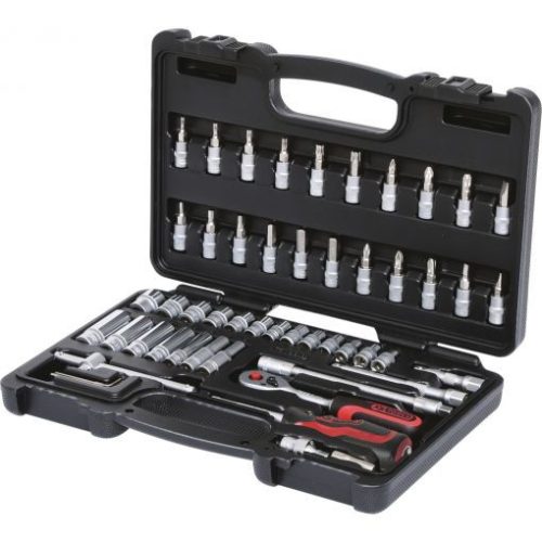 KS Tools Dugókulcs készlet + rátuzo 1/4" R/H (műanyag kofferben) 4-14 mm 53 részes, 6 szög
