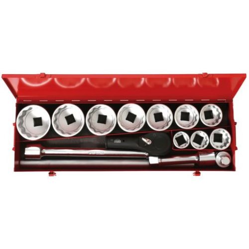 KS Tools Dugókulcs készlet 1" ( fém kazetta ) 36-80 mm 15 részes, 12 szög