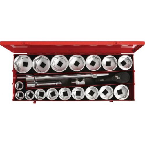 KS Tools Dugókulcs készlet 1" ( fém kazetta ) 36-80 mm 21 részes,  6 szög