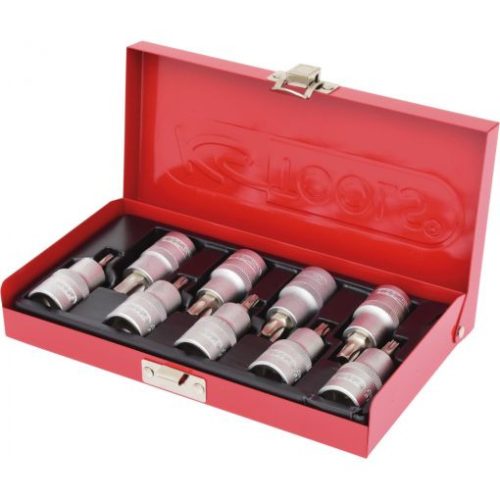 KS Tools Rátűzőkulcs készlet 1/2" TORX ( fém kazetta ) TX20-60 9 részes L= 55 mm