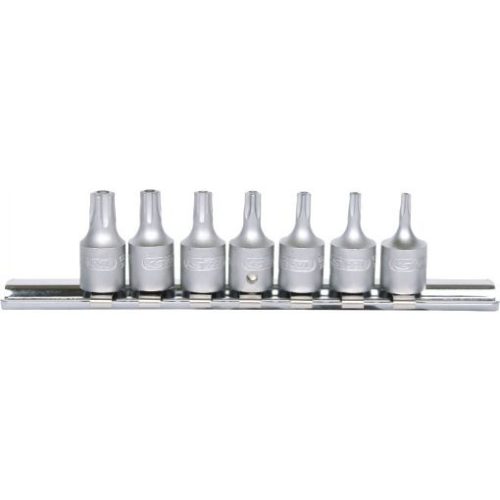 KS Tools Rátűzőkulcs készlet 1/4" IPR TORX BO, tartósínen TS10-TS 40  7 részes, L=25