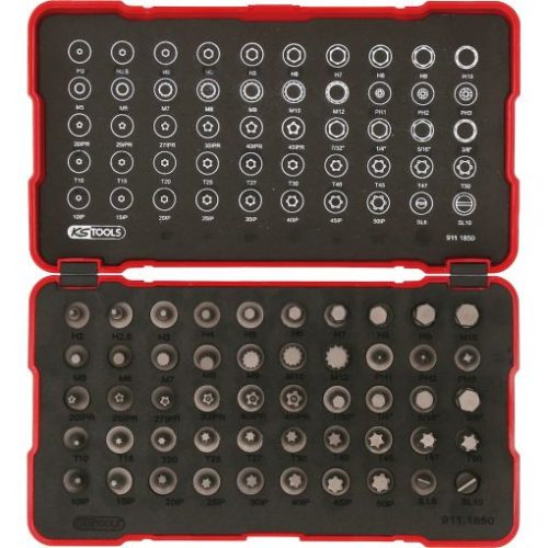 KS Tools Rátűzőkulcs készlet 1/4" extra rövid, 25 mm 50 részes FL+SW+TX+PH+TX IPR
