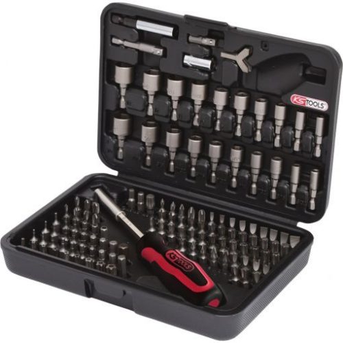 KS Tools Bit készlet, 1/4", gépi és kézi befogóval 122 részes FL+SW+PH+PZ+TX+XZ
