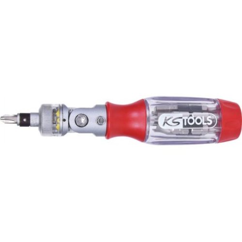 KS Tools Bit készlet, 1/4", csavarhúzó nyélben, racsnis 13 részes 3SW+3TX+3FL+4PH