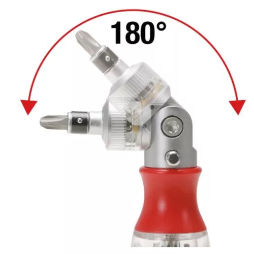 KS Tools Bit készlet, 1/4", csavarhúzó nyélben, racsnis 13 részes 3SW+3TX+3FL+4PH