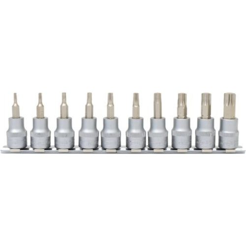KS Tools Rátűzőkulcs készlet 3/8" TORX, tartósínen TX10-55 L=50mm 10 részes