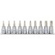 KS Tools Rátűzőkulcs készlet 3/8" TORX, tartósínen TX10-55 L=50mm 10 részes