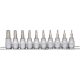 KS Tools Rátűzőkulcs készlet 3/8" TORX BO, tartósínen TX10-55 10 részes L=50mm