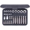 KS Tools Dugókulcs készlet + rátuzo 1/4"TORX-E(műa. koffer) E 4-E24/TX20-TX55 30 részes