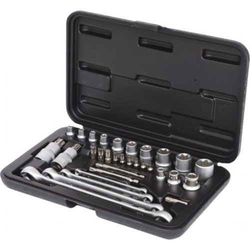 KS Tools Dugókulcs készlet + rátuzo 1/4"+3/8"+1/2" TORX-E E 5-E20/TX10-TX60 31 részes