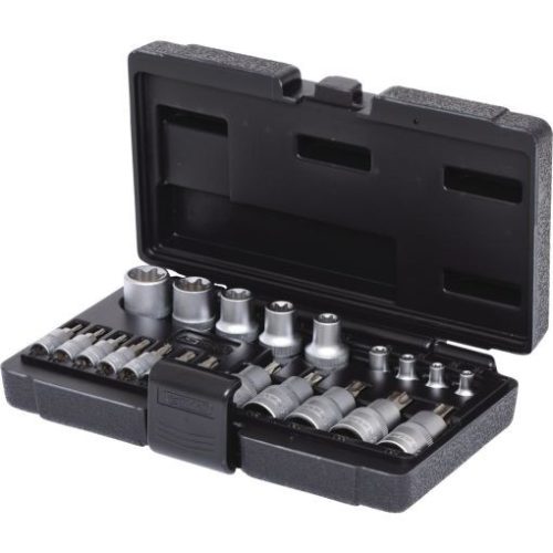 KS Tools Dugókulcs készlet + rátuzo 1/4" (Műanyag koffer ) E 4-E20/TX 8-60 21 részes