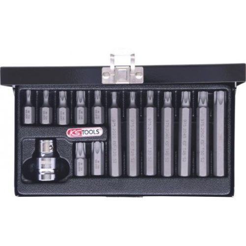 KS Tools Bit készlet, 10mm-es, rátuzo adapterrel 15 részes TX20-TX55 30+75mm