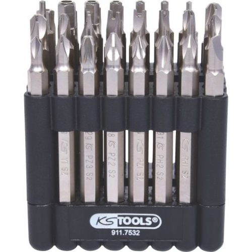 KS Tools Bit készlet, 1/4", 75mm hosszú 32 részes SW+TXBO+TW+PH+PZ