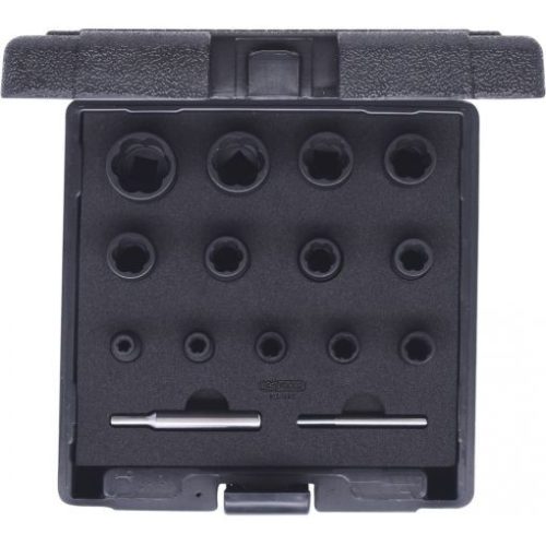 KS Tools Sérült fejű csavar ( anya ) kihajtó 1/4"+1/2" 15 részes, 6-27mm