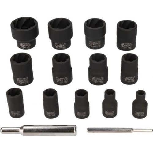 KS Tools Sérült fejű csavar ( anya ) kihajtó 1/4"+1/2" 15 részes, 6-27mm