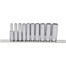   KS Tools Dugókulcs készlet 1/4" hosszú, tartósínen 4-13 mm 10 részes, 6 szög