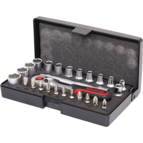 KS Tools Dugókulcs készlet + bitek 1/4" ( Műanyag koffer) 4-13 mm 26 részes, 6 szög