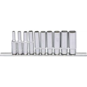   KS Tools Dugókulcs készlet 1/4" hosszú, tartósínen 4-13 mm 10 részes, 12 szög
