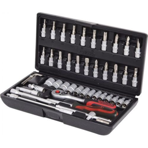 KS Tools Dugókulcs készlet + rátuzo 1/4" ( Műanyag koffer ) 4-14 mm 48 részes, 6 szög