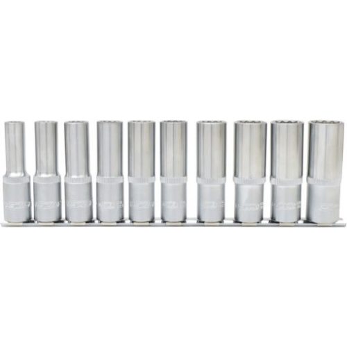 KS Tools Dugókulcs készlet 1/2" hosszú, tartósínen 10-21 mm 10 részes, 12 szög