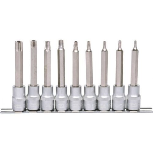 KS Tools Rátűzőkulcs készlet 1/2" TORX BO, hosszú TX20-60 9 részes L=110 mm, tartósínen