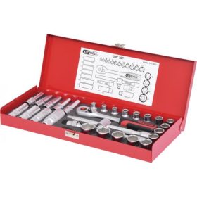   KS Tools Dugókulcs készlet 3/8" R/H ( fém kazetta ) 6-24 mm 30 részes, 6 szög