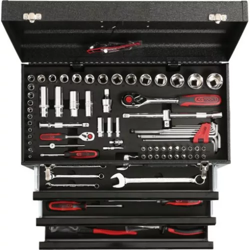 KS Tools Szerszámkészlet, fiókos fém ládában CHROMEplus 99 részes 1/4"+1/2" (508x255x303mm)
