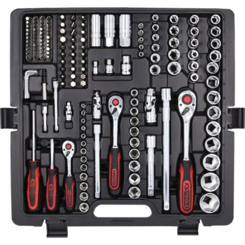 KS Tools Dugókulcs készlet + rátuzo 1/4"+3/8"+1/2"R/H 4-32 mm/E4-24/TX 8-40 216 részes, CHROMEplus