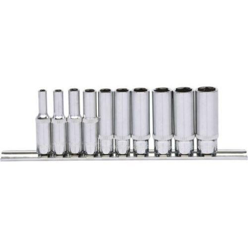 KS Tools Dugókulcs készlet 1/4" hosszú, tartósínen 4-13 mm 10 részes 6 szög
