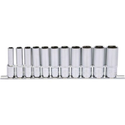 KS Tools Dugókulcs készlet 3/8" hosszú, CHROME, tartósínen 8-19 mm 11 részes, 6 szög