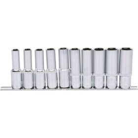   KS Tools Dugókulcs készlet 1/2" hosszú, tartósínen 10-19 mm 10 részes,  6 szög, CHROMEplus
