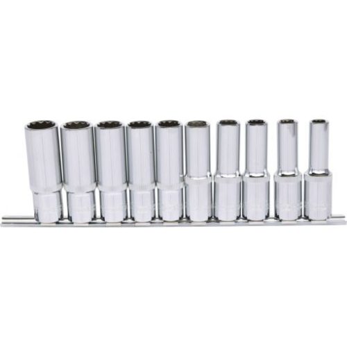 KS Tools Dugókulcs készlet 1/2" hosszú, tartósínen 10-19 mm 10 részes, 12 szög, CHROMEplus