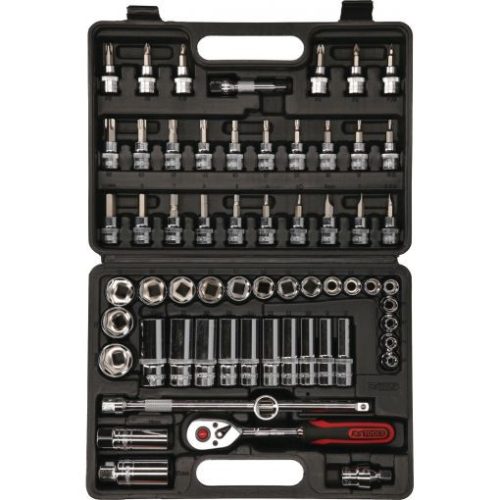 KS Tools Dugókulcs készlet + rátuzo 3/8" ( műa. koffer ) 6-24 mm 61 részes, 6 szög