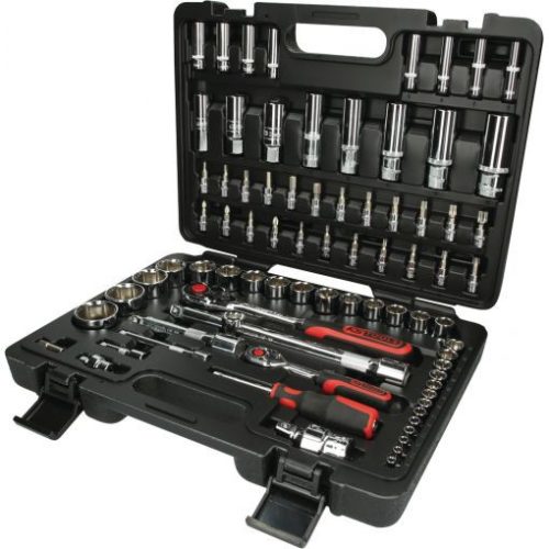 KS Tools Dugókulcs készlet + rátuzo 1/4"+1/2" (fém kazetta) 4-34 mm 78 részes, 6 szög