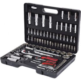   KS Tools Dugókulcs készlet + rátuzo 1/4"+1/2"(műa. koffer) 4-32 mm 94 részes, 6 szög CHROMEplus