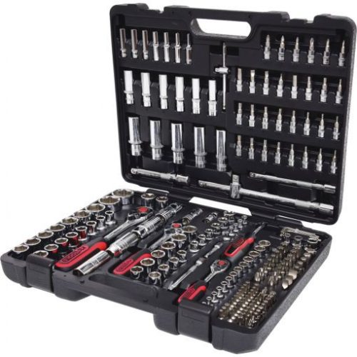 KS Tools Dugókulcs készlet + rátuzo 1/4"+3/8"+1/2"R/H 4-32 mm/E4-24/TX 8-40 195 részes, CHROMEplus