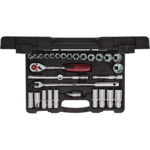 KS Tools Dugókulcs készlet 1/2" R/H collos CHROMEplus AF3/8"-1 1/4" 30 részes,  6 szög ( műa. koffer )