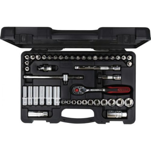 KS Tools Dugókulcs készlet + rátuzo 3/8" ( műa. koffer ) AF1/4"-7/8" 46 részes, 6 szög