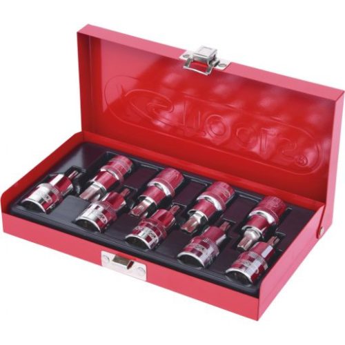 KS Tools Rátűzőkulcs készlet 1/2" TORX ( fém kazetta ) TX20-60 9 részes L= 55 mm CHROMEplus